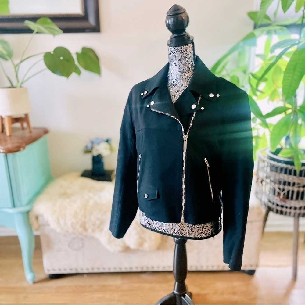 Helmut Lang Moto Biker Cotton Jacket, Size Large - Picture 5 of 13